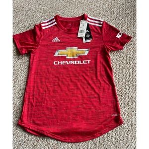 Adidas Womens Red FM4279 Manchester United Aeroready Soccer Football Jersey Sz S